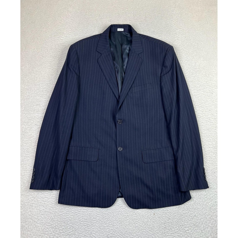 Calvin Klein Blazer Mens Large (42R) Navy Blue‎ Pinstripe Suit Jacket Lined